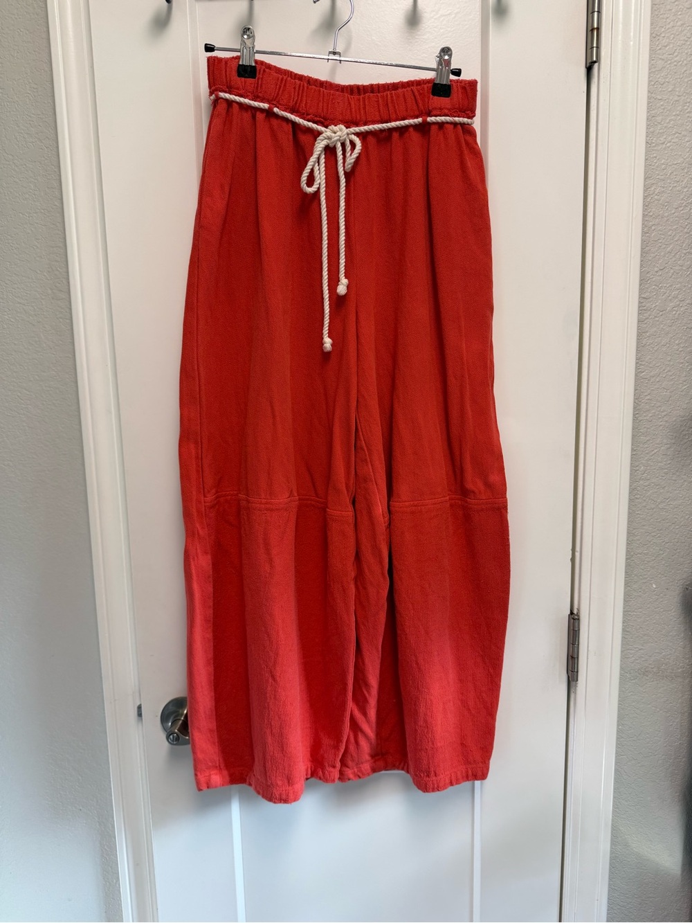 Free People Wide-Leg Drawstring Pants in Red - Picture 3 of 7